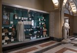 Display cases in the marble hall at the Laing Art Gallery showing different objects