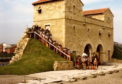 Ermine St Guard Roman soldiers at the new West Gate