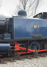 Blue steam locomotive