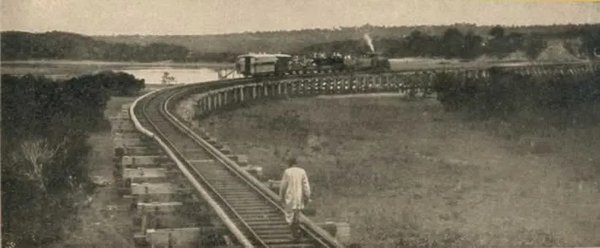An undated photo of the Uganda Railway near Mombasa