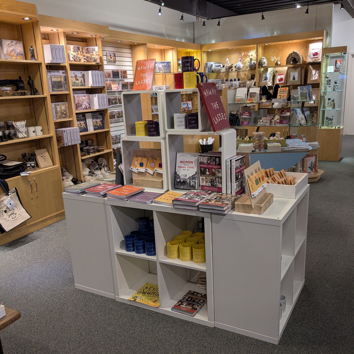 Products on display in the gift shop at Woodhorn Museum.