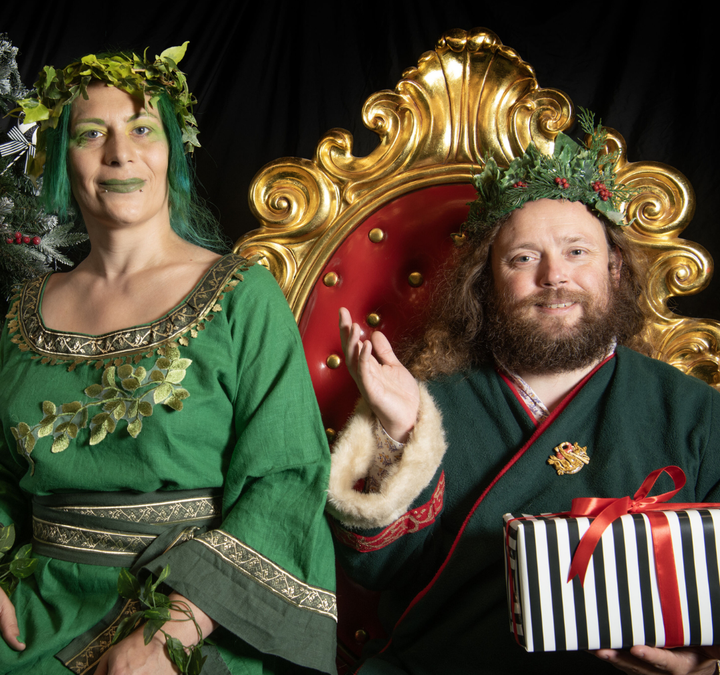 Once Upon a Christmas at South Shields Museum & Art Gallery with the Holly King and the Ivy Queen seated on a throne