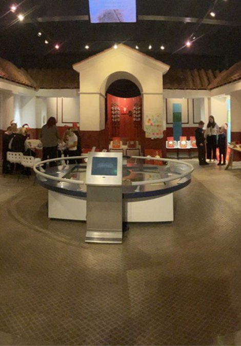 Group of school children in the Roman gallery