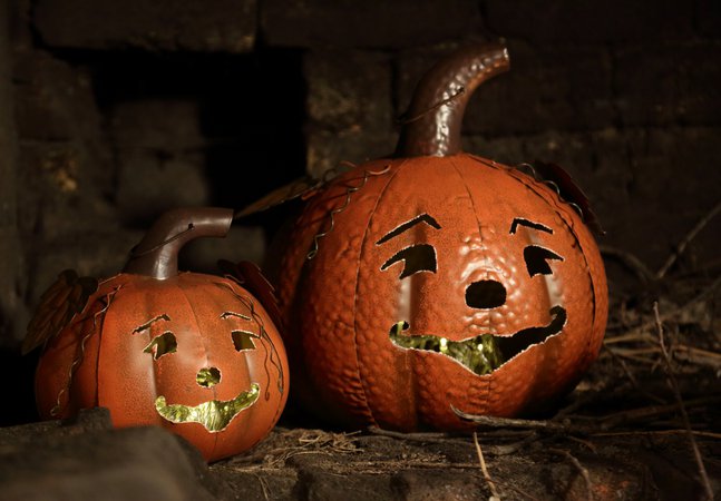 Pumpkins cut out for Halloween 