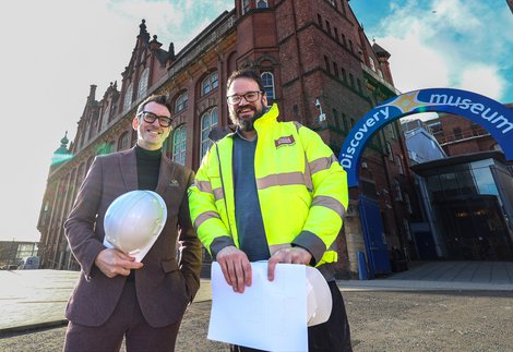 Keith Merrin, Director of North East Museums and in high vis Nick Butterley, Customer & Facilities Manager of Discovery Museum