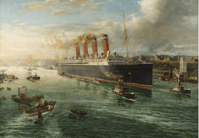 Mauretania leaving the Tyne Charles Hemy 1907