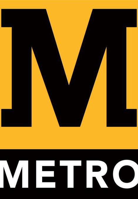 Tyne and Wear Metro logo - yellow with large black M