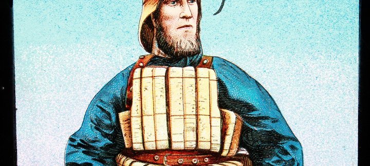Illustration of life boat man