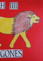 Drawing of a flag showing a lion