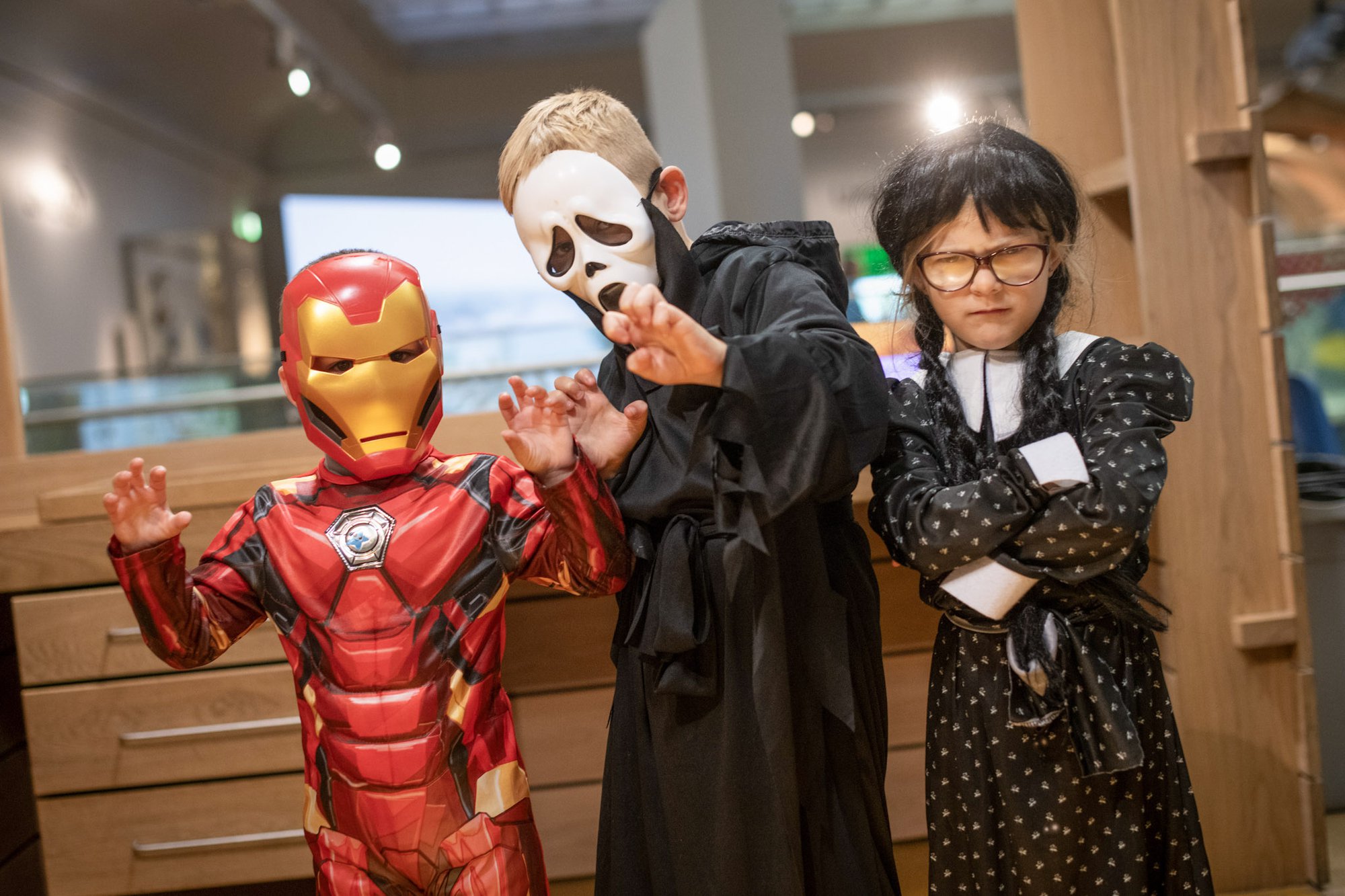 Children in Halloween fancy dress at a museum