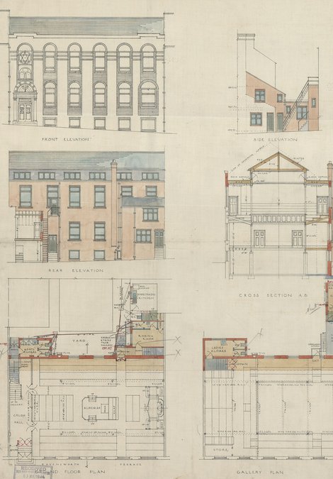 Proposed plan for Ravensworth Terrace Synagogue, Newcastle, approved June 1924