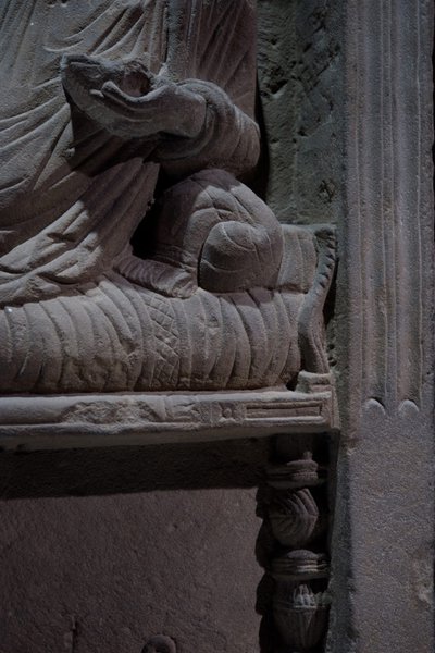Victor tombstone, left hand detail