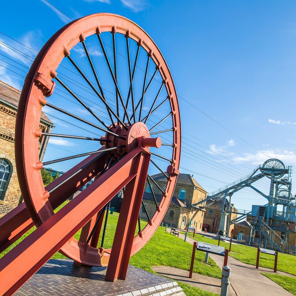 A pit wheel at a mining museum.
