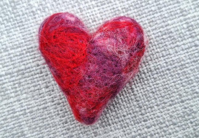 Needle felt red heart