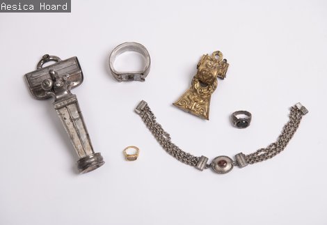 Aesica Hoard - a hoard of jewellery, including rings and a collar.