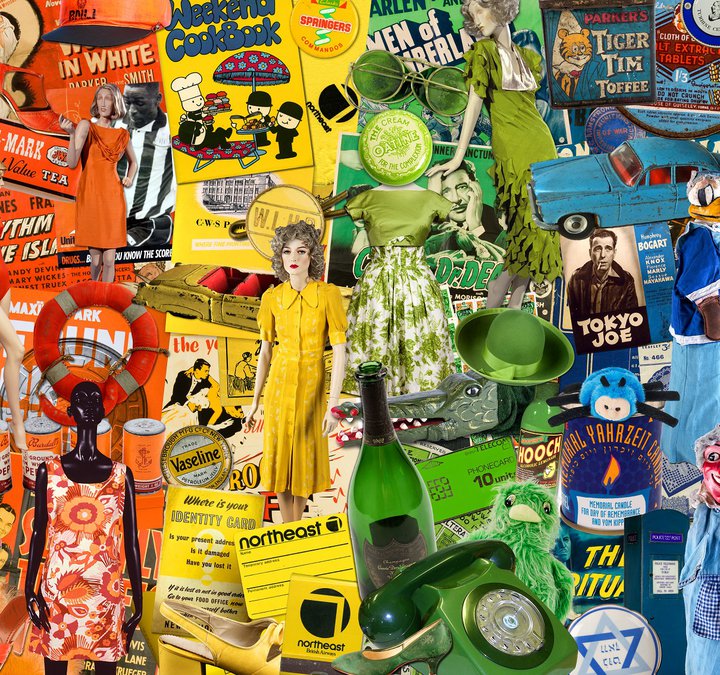 a collage of collection in rainbow colours