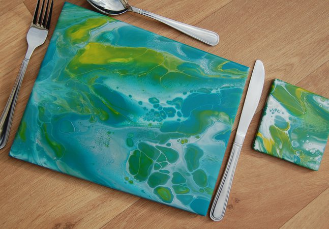 Acrylic placemats on a table.