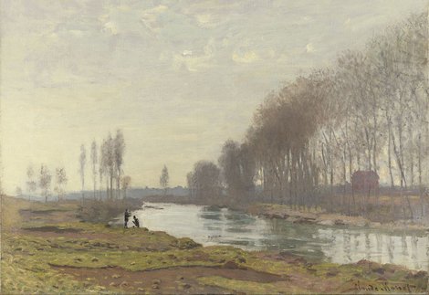 Oil painting of landscape scene.