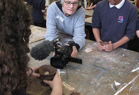 Students at Haydon Bridge High School creating artwork inspired by Hadrian's Wall