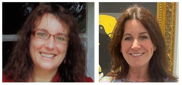 Two photographs side by side. The left photo is of a person with long brown hair and glasses. The right photo is of a person with long brown hair. Both are smiling at the camera. Two photographs side by side. The left photo is of a person with long brown hair and glasses. The right photo is of a person with long brown hair. Both are smiling at the camera.