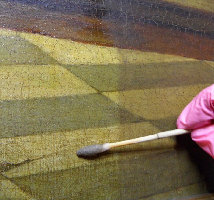 A painting being conserved
