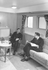Officers' smoking room on the tanker 'Aluco'