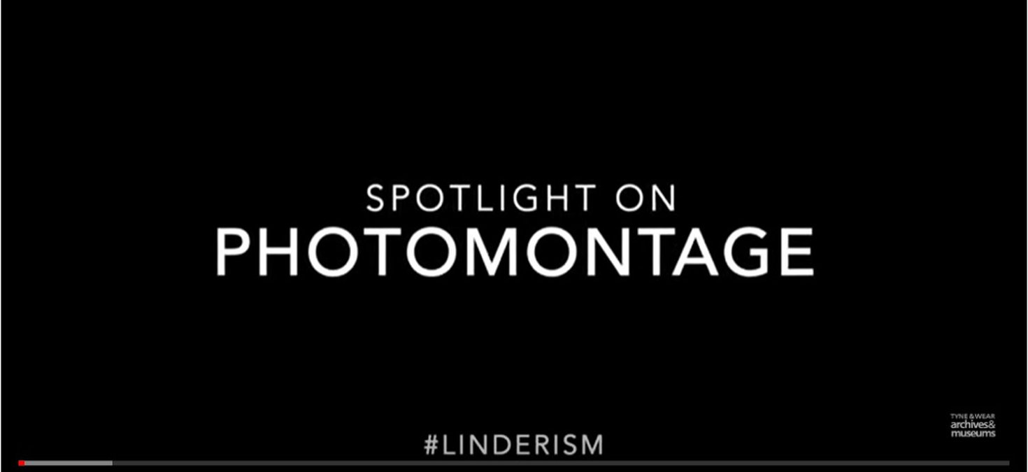 White text on a black background, saying 'Spotlight on photomontage'