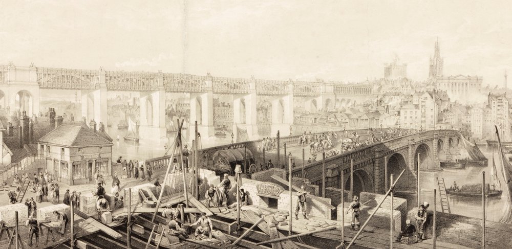 John Wilson Carmichael’s view shows the bridge being built in 1848