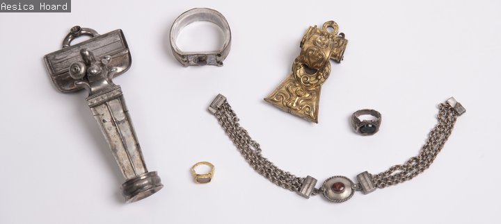 Aesica Hoard - a hoard of jewellery, including rings and a collar.