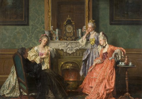period painting of women enjoying afternoon tea