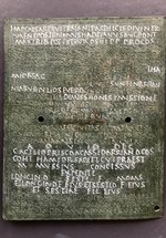 Syrian bronze diploma with ancient writing engraved on the surface 